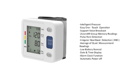 Easy Shuttle Operate Digital Wrist Blood Pressure Monitor CE Sphygmomanometer per la casa