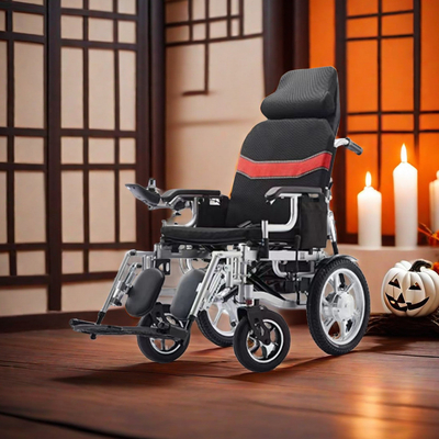 Sedile a rotelle elettrico leggero in lega di alluminio con design pieghevole e telecomando