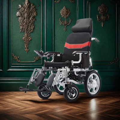 Conveniente sedia a rotelle elettrica con peso di carico di 120 kg e design pieghevole motorizzato