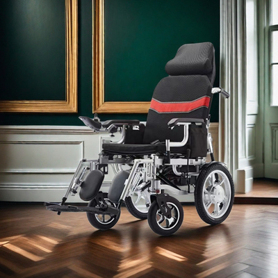 Sedia a rotelle pieghevole a 24 V con pieghevole veloce e shock absorbing design
