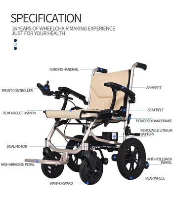 Sedia a rotelle elettrica pieghevole a doppia batteria al litio staccabile per disabili