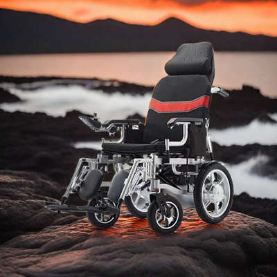 Sedia a rotelle elettrica pieghevole in acciaio con batteria al piombo acido Dimensioni generali 108*67*91cm