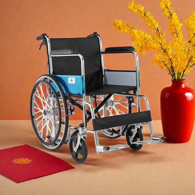 sedia a rotelle manuale da 20 pollici per disabili in acciaio standard professionale